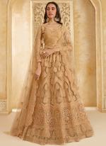 Net Beige Wedding Wear Stone Work Lehenga Choli